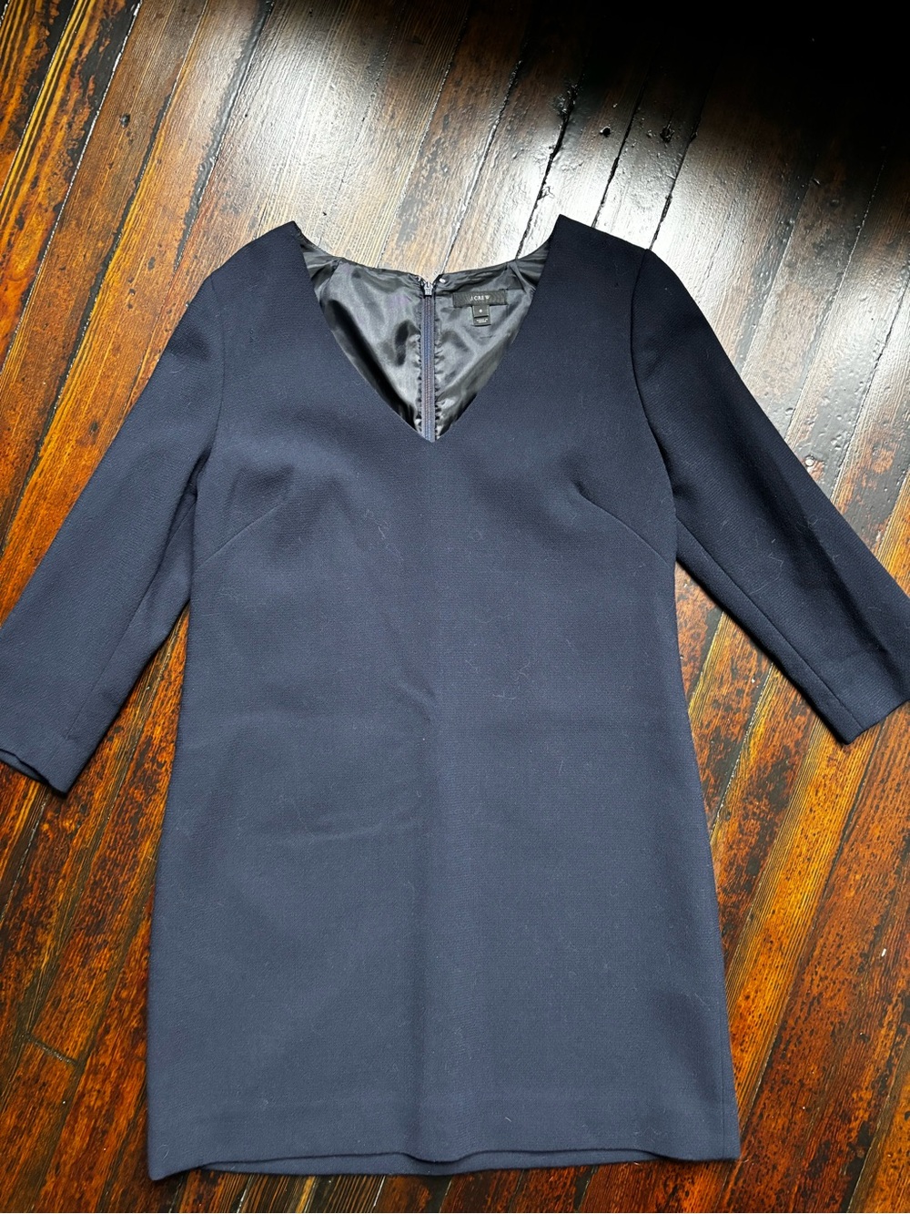 J. Crew Wool Navy V-Neck Long Sleeve Shift Dress